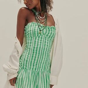 FREE PEOPLE 
Surefire Mini Dress - Emerald Combo June Stripe M